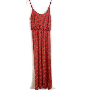 ESPRESSO Orange Striped Sleeveless Maxi Summer Dress Women's Sz S